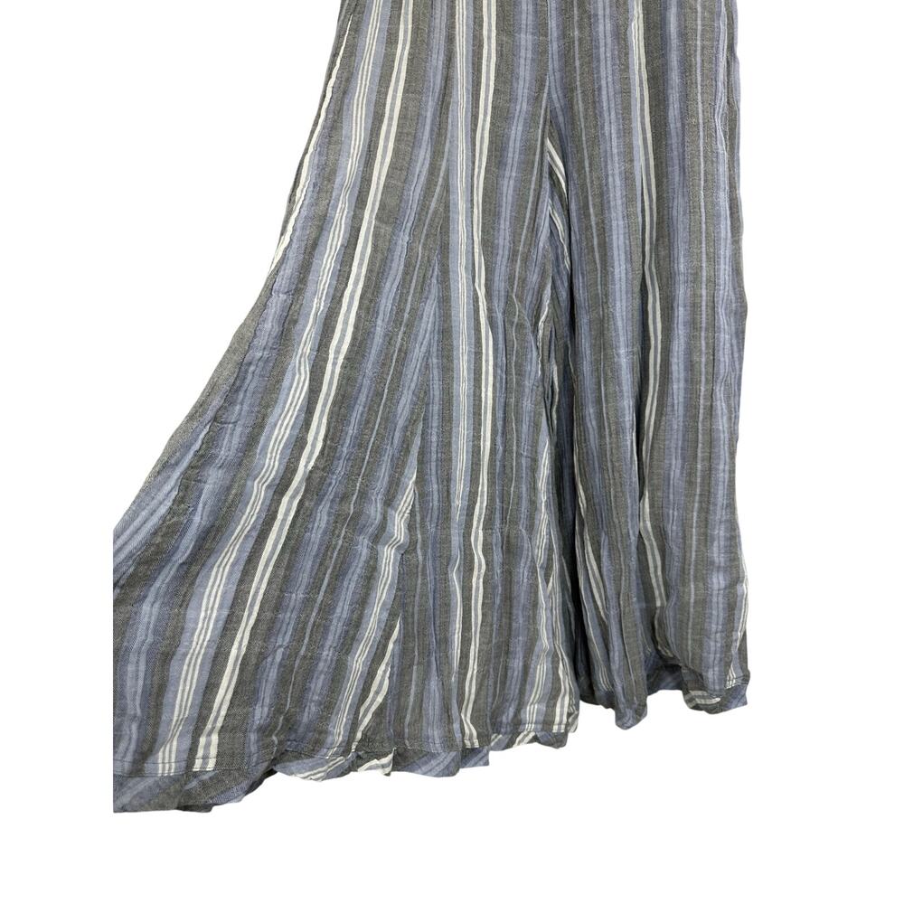 Free People Striped Wide Leg Cropped Pants in Gray and White - Picture 10 of 13